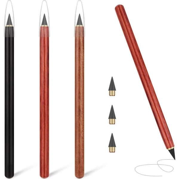 3kpl musteton lyijykynä, kannettava Infinity Pencil uudelleenkäytettävä Eternal Pe