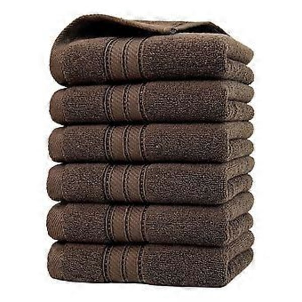 6 Pyyhettä Pakkaus Puuvilla Pehmeät Ja Erittäin Imukykyiset 400GSM Pyyhkeet Kylpyhuoneeseen Kuntosalille Suihkuun Hotelliin Ja Kylpylään Brown