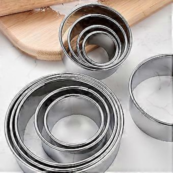 1 Sett Kakeform i Rustfritt Stål Mousse Ring Runde Dessertringer Husholdnings Bakeverktøy