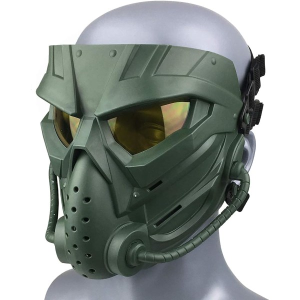 Airsoft / Cykelmask, Utomhusbruk, Helmask Taktisk Anti-dimma CS Cosplay Halloween för Vuxna och Ungdomar Grön
