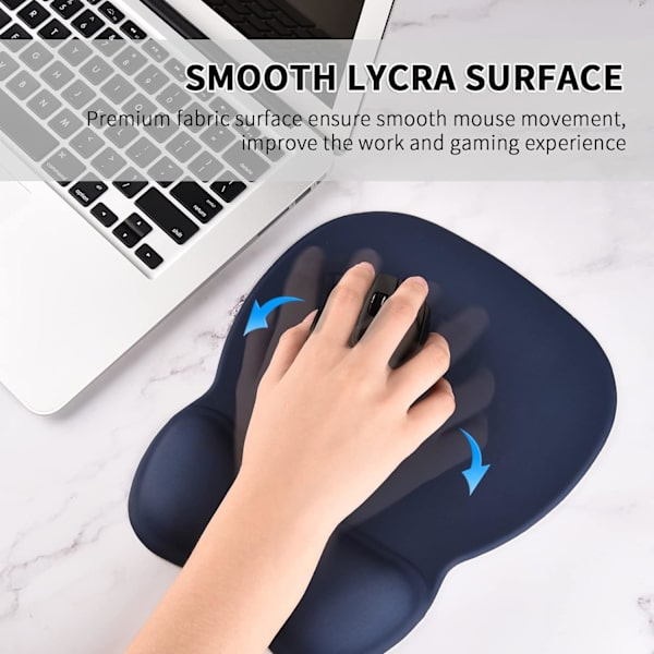 Marinblå musmatta med ergonomiskt handledsstöd, 4 mm minnesskum P