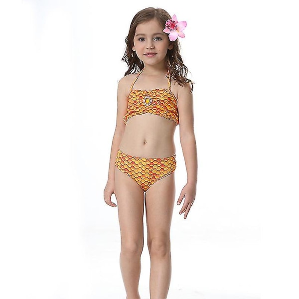 Barn Flickor Sjöjungfru Svans Bikini Set Baddräkt Baddräkt Simdräkt -allin.8-9 År.Orange