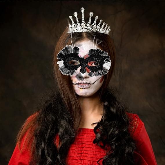 Naisten Halloween-juhlamaski, mustat höyhenet