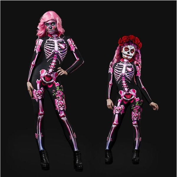 Rose Skull Cosplay Costume Party Scary One Piece Performance Party Halloween Costumes.L.
