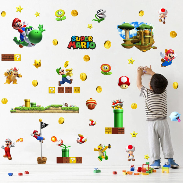 Mario klistermärke 100 * 92 cm automatisk syntesväggmålning ny kreativ c