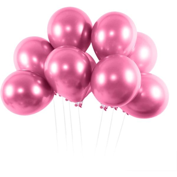 50 stycken rosa ballonger, födelsedagsballonger, metallballonger, 12 tum