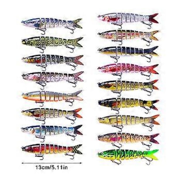 Fiskedrag Flera Sektioner Beten Fiskekrokar Saltvatten 3D Konstgjorda Fiskedrag Swimbait Wobblers Fiskeredskap Complete set of 16 p