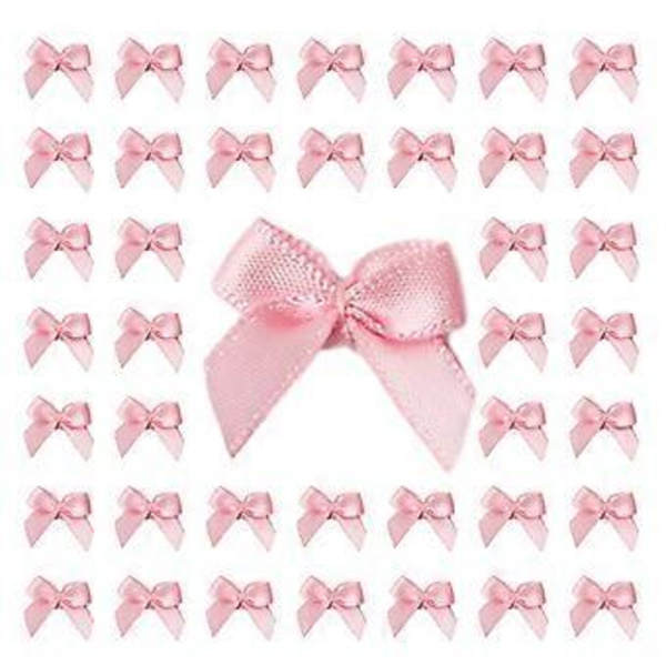200 st Satinband Rosetter Handarbete Färgglada Mini Rosetter Dekoration Små Rosetter för Sömnad, Scrapbooking, DIY Hantverk Rosa Pink
