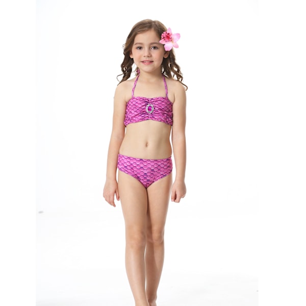 Barn och flickor vacker fiskstjärt bikini set baddräkt -6-7 år, lila