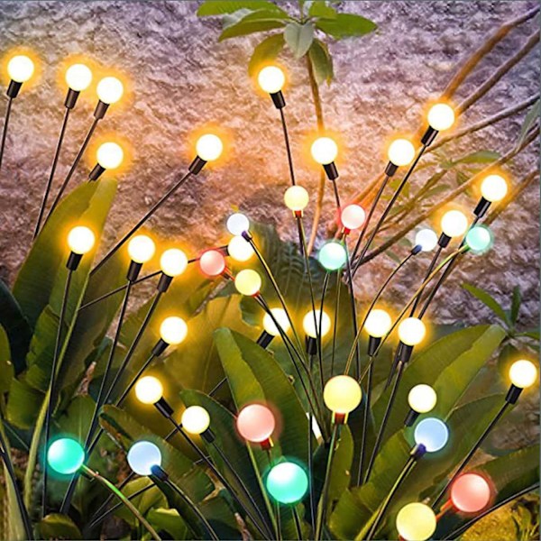 Solcellelamper til udendørs brug, 2 stk. 8 LED solcelle-ildfluer til have, Ba