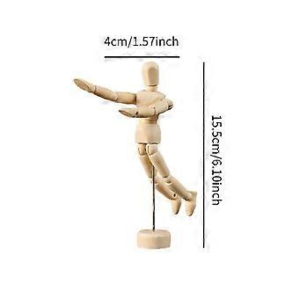 Kunstner Træ Mannequin, Træ Mandlig Mannequin, Dukke Ornament Stand, Figur Model, Leddelt Mannequin, Fleksible Kropsled til Kontor (S) S