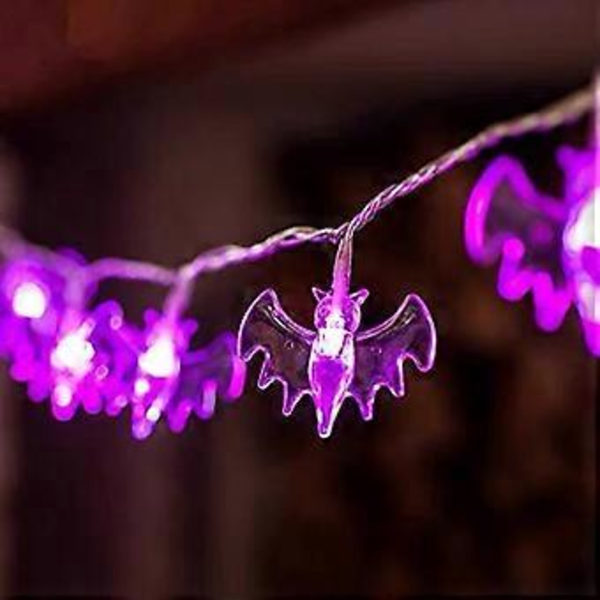 Halloween Ljusslinga, 3 meter 20 LED Lila Fladdermöss Batteridriven med 2 Halloween Belysningslägen Utomhus Party Ljusslingor för Halloweenfest De
