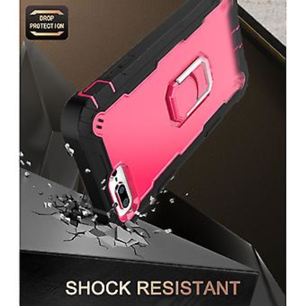 PC + Gummiskal för iPhone 8 Plus / 7 Plus Black   Rose Red