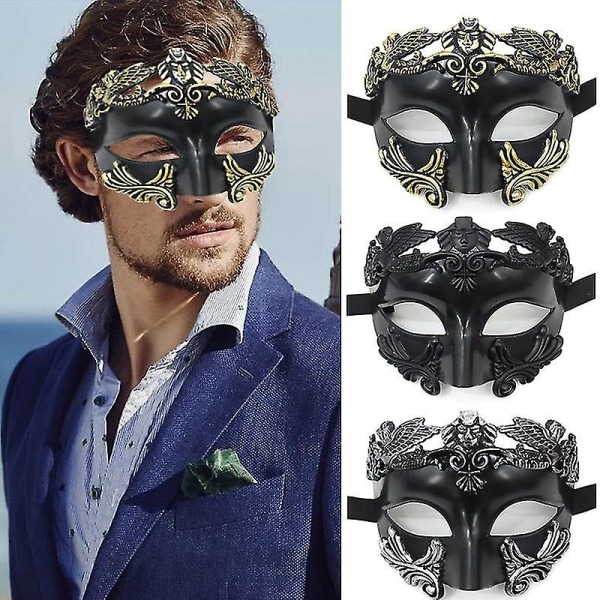 Oldgræsk Spartansk Kriger Romersk Maskerade Maske Mænd Venetiansk Maske Bryllupsbal Maske Mardi Gras Maske. Sølv. Silver