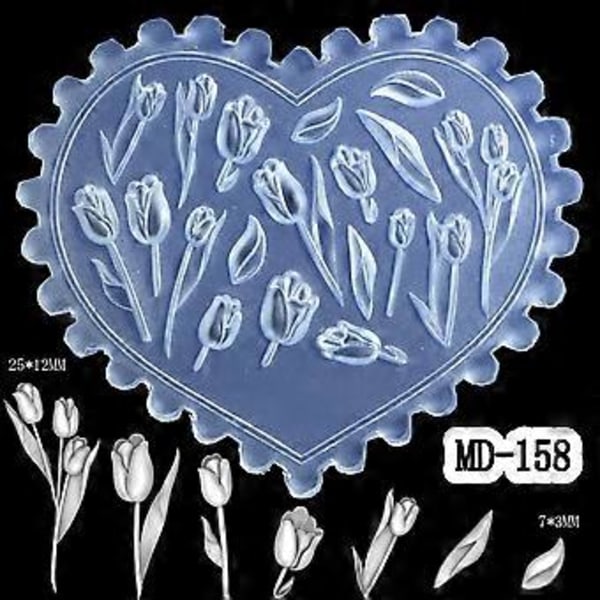 Artistics Robust Silikon Nagelform för Mönsterskapande Flexibla Material Tillbehör med Olika Nagellängder Storlekar MD147