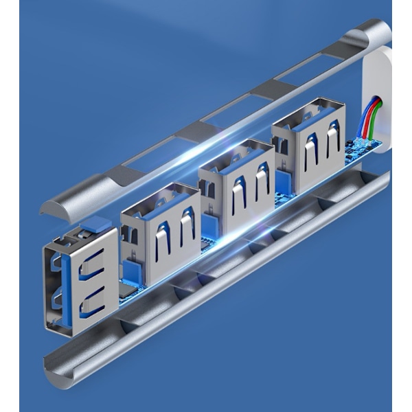 Grå 4-portars USB 3.0-hubb Hög hastighet ??Typ c USB-hubb 5 Gbps Splitt