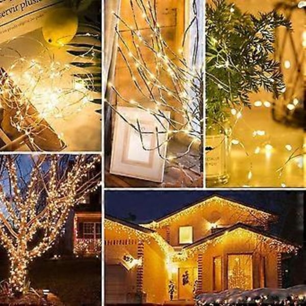 [220 LED] Valoketju, 25M 8 tilaa ulkovaloketju sähköllä, vedenpitävät ulko-/sisävaloketjut kuparista, kaukosäätimellä ja ajastimella makuuhuoneeseen