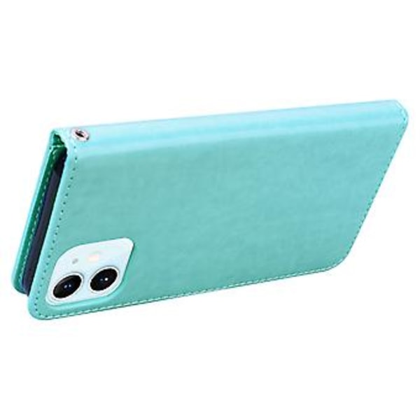 Ruusuaiheinen nahkakotelo iPhone 12:lle Green