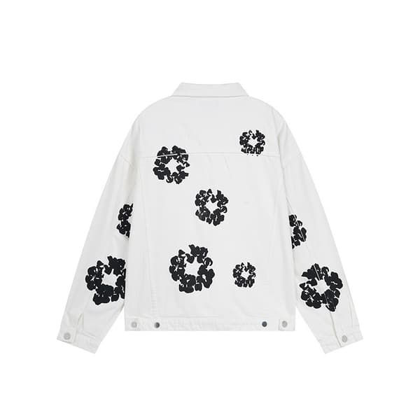 Denim Tears Denimjacka, Tryckt Mångsidig Jacka - Vit - Storlek 2XL White 2XL