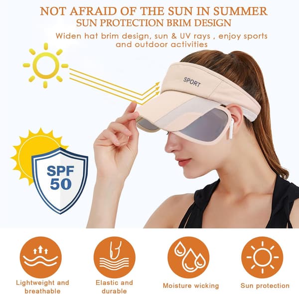 Dame Visor, Åndbar Anti-UV Visor Kasketter med Tilbageklappelig Br