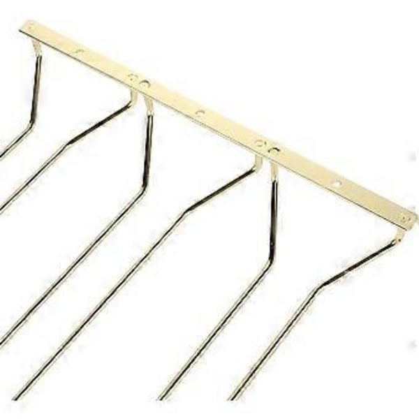 Gullfarget vinglassholder på 27,5 cm for under skap, stativ for vinglass, oppbevaringsstativ for stettglass, 3 rader