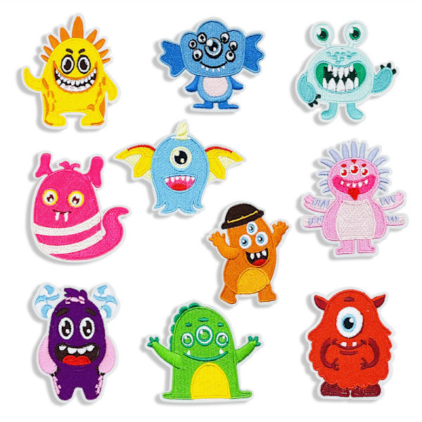 10 PCS Combo Pack, ny design liten monster combo broderad