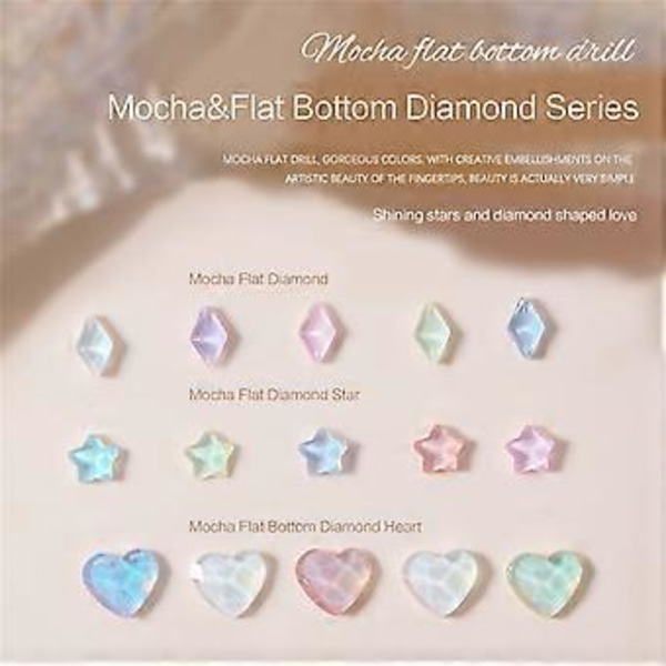 50 st/förpackning Romber Nagelberlocker Hjärtan Nagelkonst Berlocker Manikyr Tillbehör Stjärna Nagel Strass Berlocker DIY Nagelmaterial love