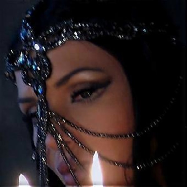 Glittrande Strass-besatt Svart Mask Mjukt Tyg Mystisk Kostymaccessoar för Modekvinnor Svart