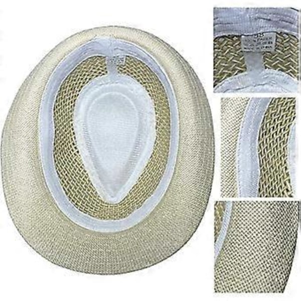 Panama Fedora Stråhat Udendørs Sports Trilby Jazz Manhattan Cosplay Rejse Ferie Kasket, Beige