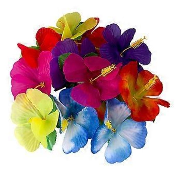 72 stk. Simuleringsblomst Hawaii Dekorasjoner Falske Hibiscusblomster Ornamenter (Tilfeldig Farge)