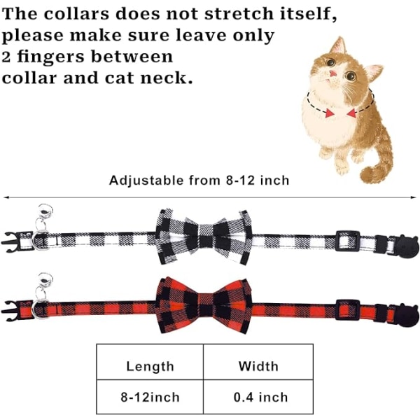 2 Pcs Cat Collars for Boy Cats, Breakaway Kitten Collar with Bow