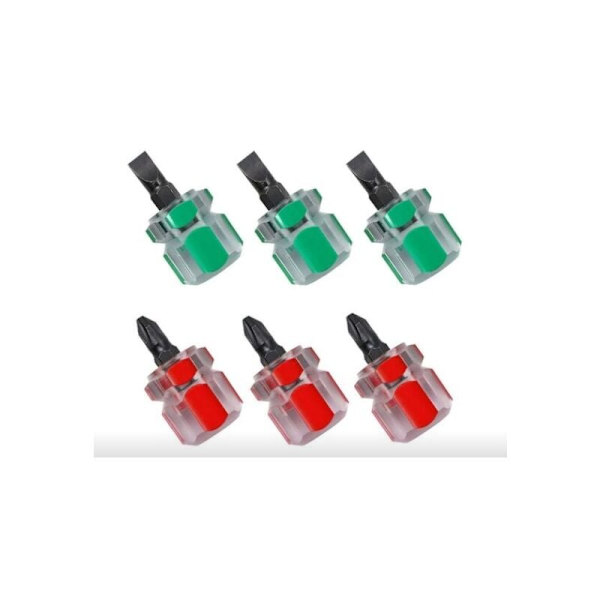 Korte skrutrekkere 3 stk mini flathead skrutrekkere og 3 stk korte