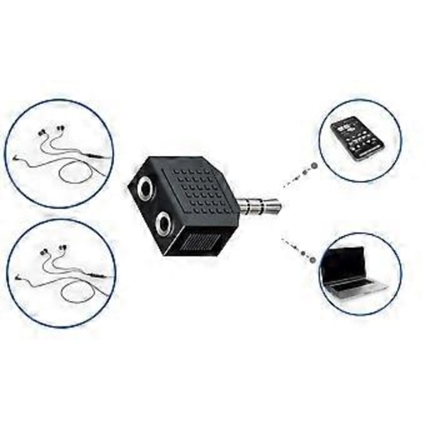 3,5 mm hodetelefon-Y-splitter (2-pakning) | 1 hann til 2 hunn Audiobits | Ideell for alle lydenheter med en 3,5 mm tilkobling