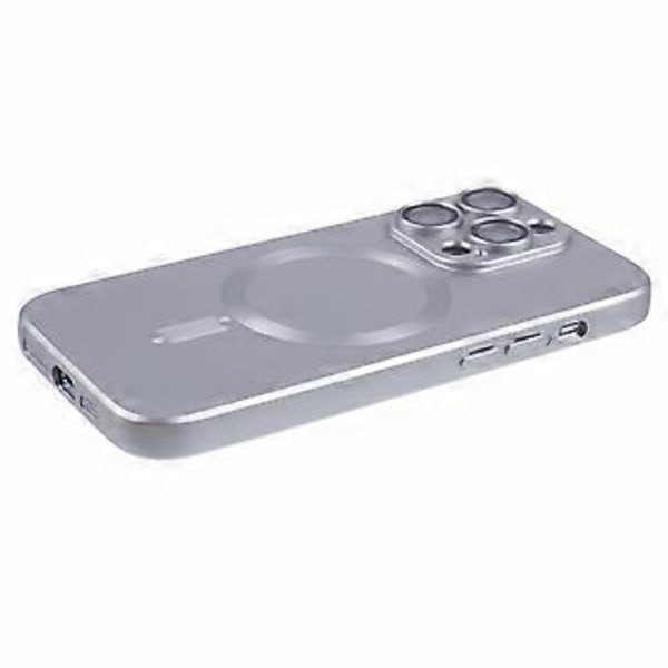 För iPhone 15 Pro TPU Skal Kompatibelt med MagSafe Gummibelagt Mobilskal med Linsskydd Style G