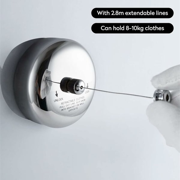 Retractable Clothesline Outdoor 2.8m csparkv-eu