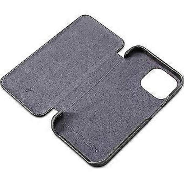Läderfodral Kompatibelt med iPhone 13 Pro - Vintage Stil Äkta Läder Flip Fodral - Inbyggd Magnetisk Stängning - svart