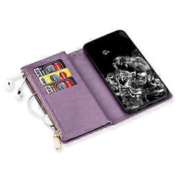 Til Samsung Galaxy A05s 4G Læder Etui Glittery Telefon Cover med Lynlås Pung Style C