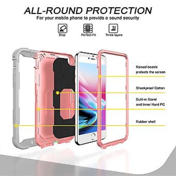 PC + Gummiskal för iPhone 8 Plus / 7 Plus Grey White   Rose Gold
