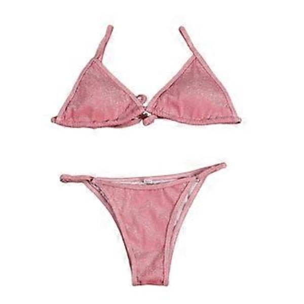 Dam Baddräkt Push Up BH Bikini Set Baddräkt Strandkläder (Rosa L) Pink L