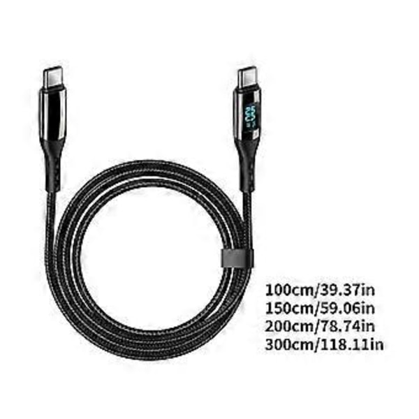 Innovativ Typ C till Typ C Kabel med LED-Display 4 Storlekar Laddare Snabbladdningskabel Nylon Typ C Laddare för Surfplatta
