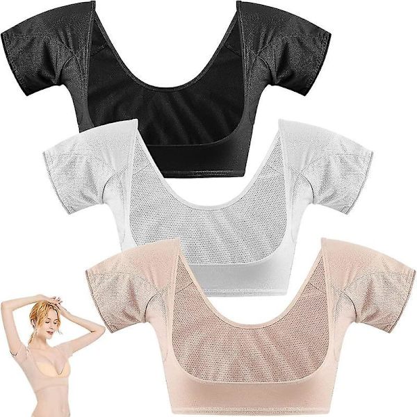 Underarm Sweat Vest, Pustende Svettebeskyttelse Undertrøye, Vaskbare Armhuleputer, Vaskbare Armhuleputer.M.Hvit