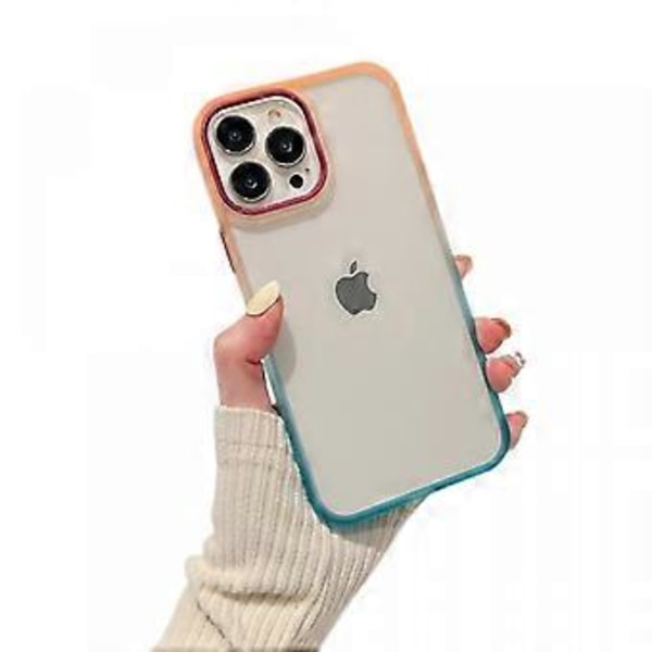 iPhone 13 6.1 puhelinkuorelle suunniteltu, [Ei kellastumista] Iskunkestävä suojaava erittäin ohut puhelinkuori, oranssi+sininen
