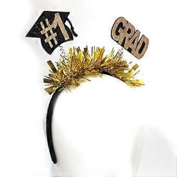 Graduation Tinsel GRAD Bokstavform Skinnende Hårbøyle Studenter Fest Hodebånd for Fotografering Hårbånd Unisex Gull
