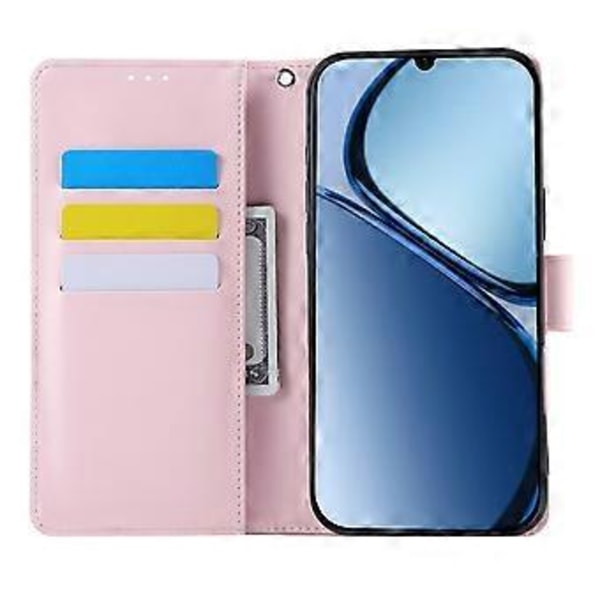 För Samsung Galaxy A06 4G Fodral Rosblomma PU Läder Plånbok Telefonfodral med 3 Kortfack Rose Gold