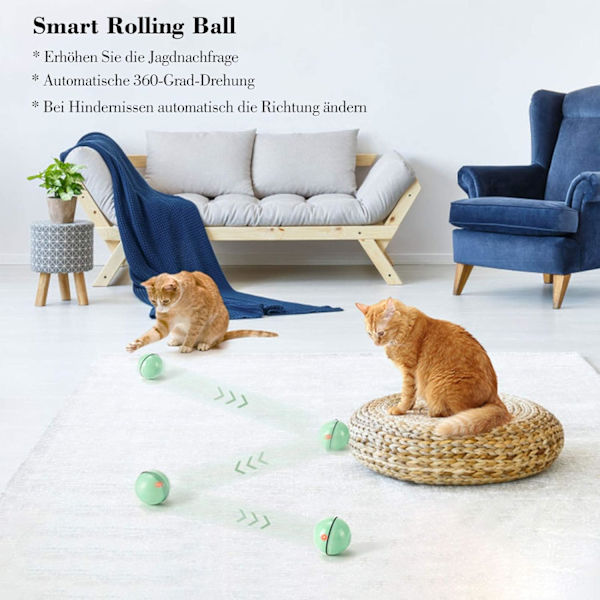 Katt leksak, leksaksboll, 360 graders automatisk rotation och USB-laddning
