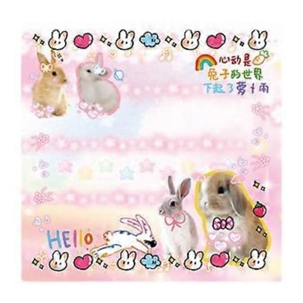 60 Ark Tegneserie Dyr Notepapir Lommeblokke 3x3 Tommer Tegneserie Noter Selvklæbende Notepapir Uden Linjer til Skrivning Heartbeat Bunny
