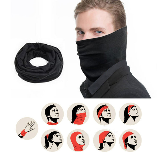 Black Outdoor Magic Scarf, Face Scarf, Multifunctional Cycling Ma