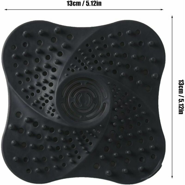 Anti-Block Bathroom Shower Drain with Suction Cup (Black)
