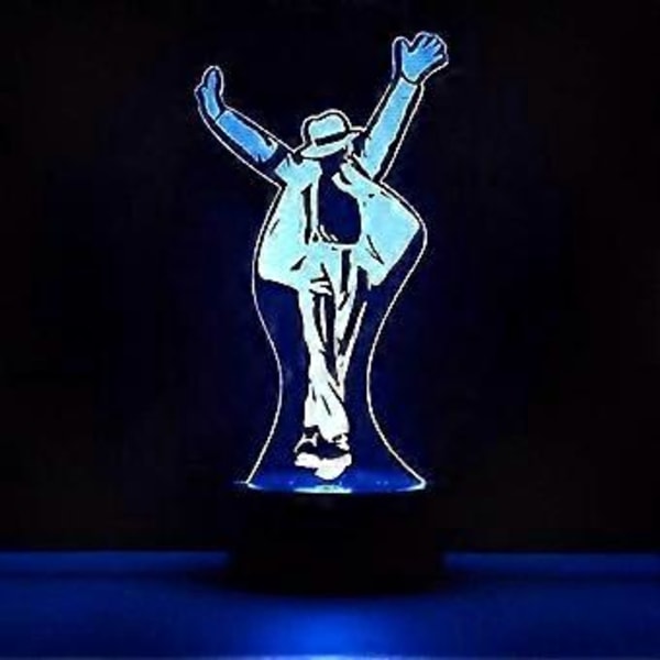 Michael Jackson Samlerobjekt 3D Illusionslampe med 7-farvet LED Natlys Touch Kontrol
