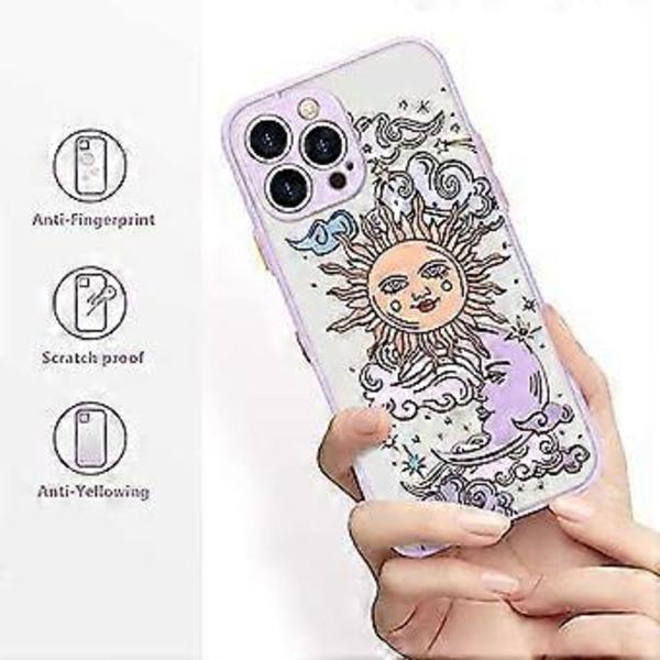 Kompatibel med iPhone 12 Pro Max Skal Matt Klar Design Sol Måne 3D Tecknade Figurer Stötfångare Kvinnor Män Tonåring Flicka Stötsäker Silikon Mjukt Skyddande Skal